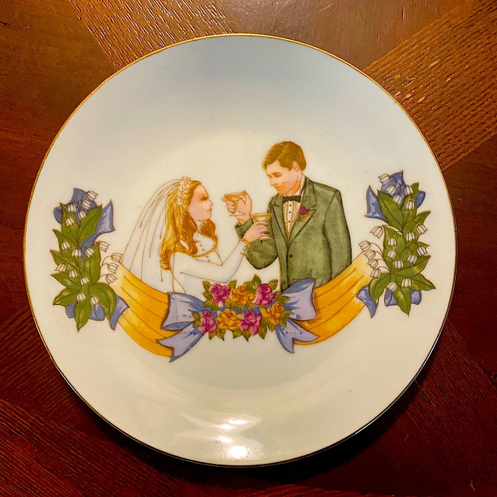 1974 Chadwick Miller Inc. Hand painted vintage wedding plate